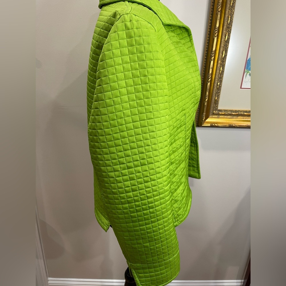 Harve Bernard Green Quilted Women's Jacket size 12 vintage 1990s open no closure - Picture 6 of 11